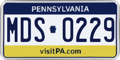 PA license plate MDS0229