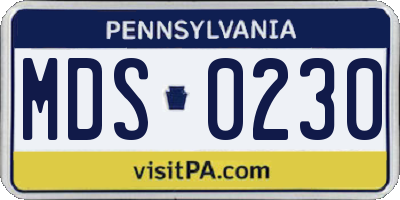 PA license plate MDS0230