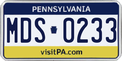 PA license plate MDS0233