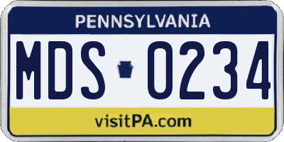 PA license plate MDS0234