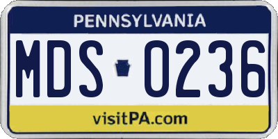 PA license plate MDS0236