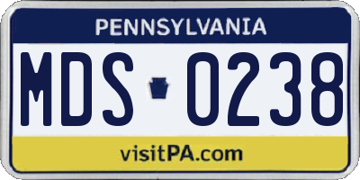 PA license plate MDS0238