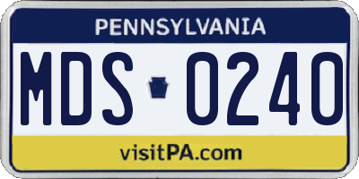 PA license plate MDS0240