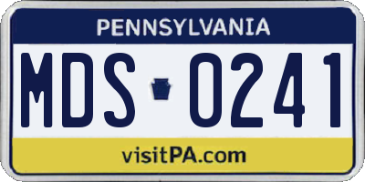 PA license plate MDS0241