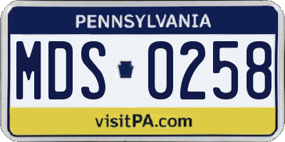 PA license plate MDS0258