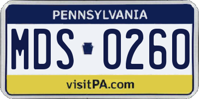 PA license plate MDS0260
