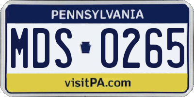 PA license plate MDS0265