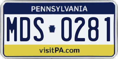 PA license plate MDS0281