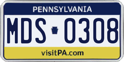 PA license plate MDS0308