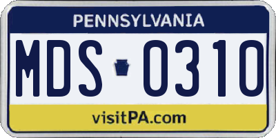 PA license plate MDS0310