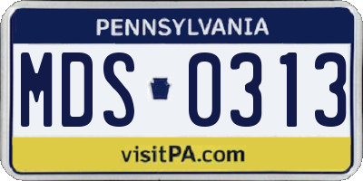 PA license plate MDS0313