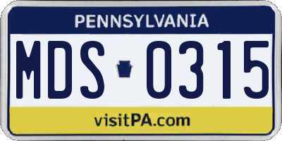 PA license plate MDS0315