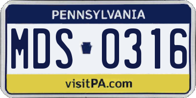PA license plate MDS0316