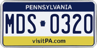 PA license plate MDS0320