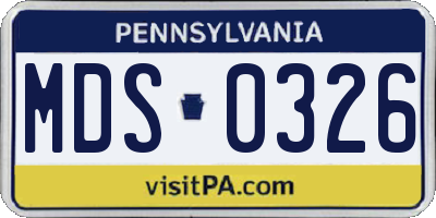 PA license plate MDS0326