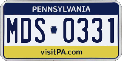 PA license plate MDS0331