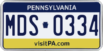 PA license plate MDS0334