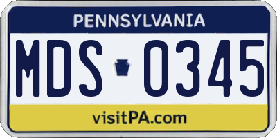 PA license plate MDS0345