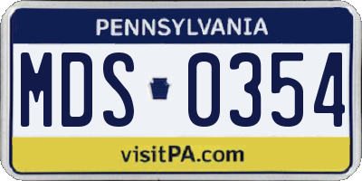 PA license plate MDS0354