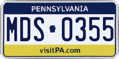 PA license plate MDS0355