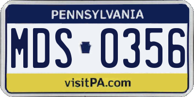 PA license plate MDS0356