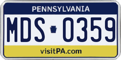 PA license plate MDS0359