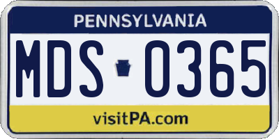 PA license plate MDS0365