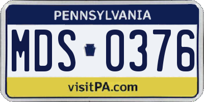 PA license plate MDS0376