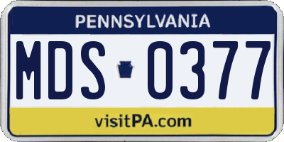 PA license plate MDS0377