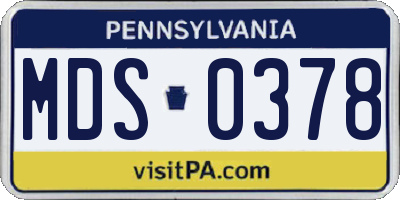 PA license plate MDS0378