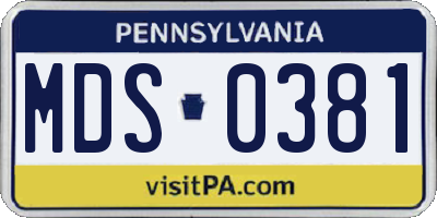 PA license plate MDS0381