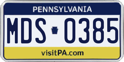 PA license plate MDS0385