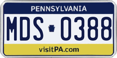 PA license plate MDS0388