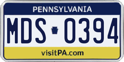 PA license plate MDS0394