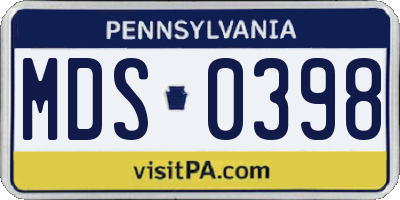PA license plate MDS0398