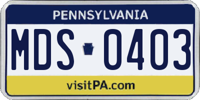 PA license plate MDS0403