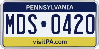 PA license plate MDS0420