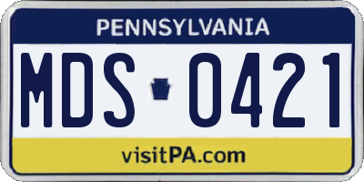 PA license plate MDS0421