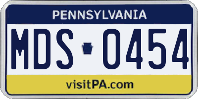 PA license plate MDS0454