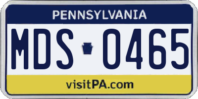 PA license plate MDS0465