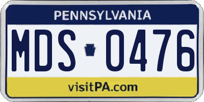 PA license plate MDS0476