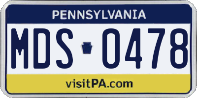 PA license plate MDS0478