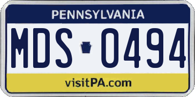 PA license plate MDS0494