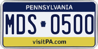 PA license plate MDS0500