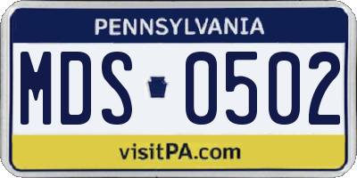 PA license plate MDS0502