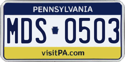 PA license plate MDS0503
