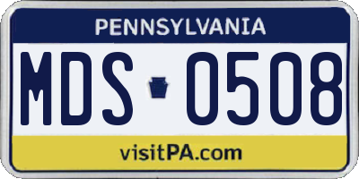 PA license plate MDS0508