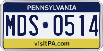 PA license plate MDS0514