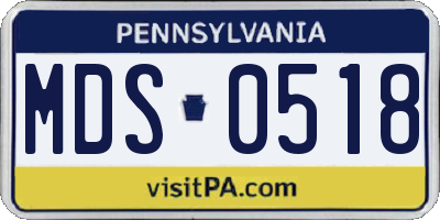 PA license plate MDS0518