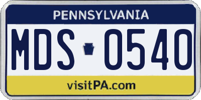 PA license plate MDS0540